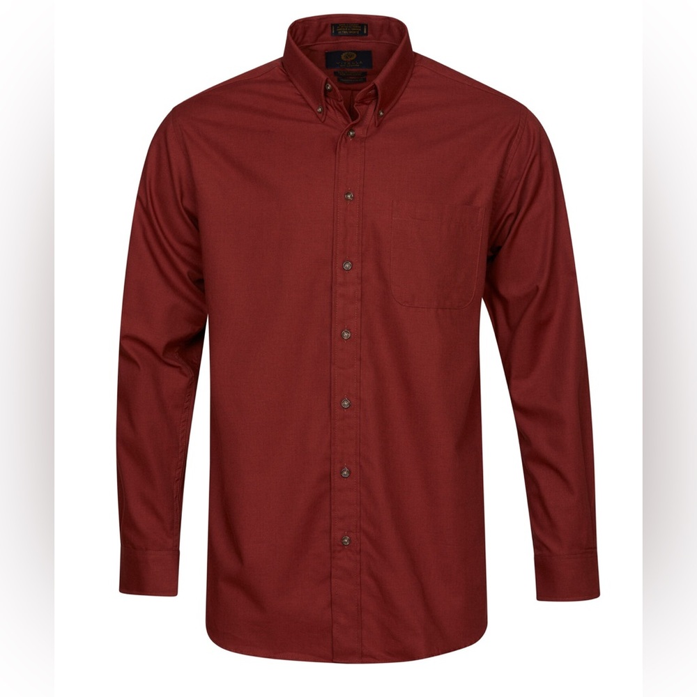 Viyella Men’s 80/20 Sport Shirt Solid Color in Burgundy - Size Large